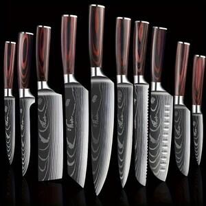 10 Pcs Premium Japanese Kitchen Chef Knife Set - Ultra Sharp Damascus Pattern